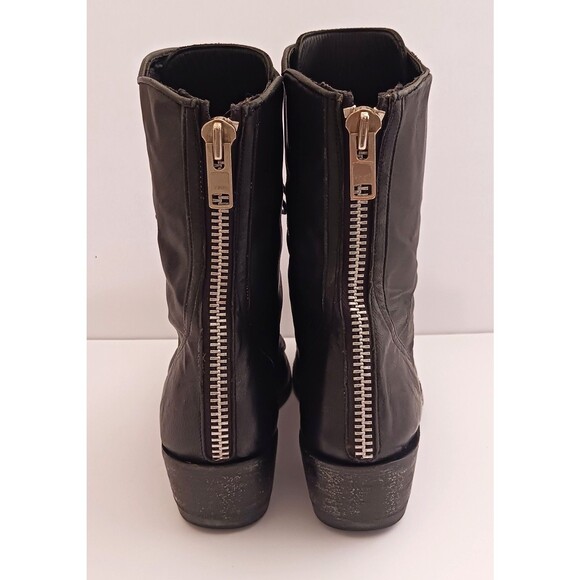 Old Gringo Blk Leather Combat Boot Lace Up Silver Back Zip 9.5M Made in Mexico - Picture 5 of 16